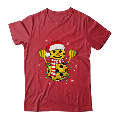 Pickleball Snowman Santa Hat Lights Christmas Pickleball Shirt & Sweatshirt | teecentury