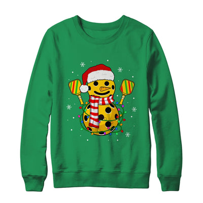 Pickleball Snowman Santa Hat Lights Christmas Pickleball Shirt & Sweatshirt | teecentury