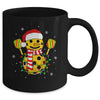 Pickleball Snowman Santa Hat Lights Christmas Pickleball Mug | teecentury