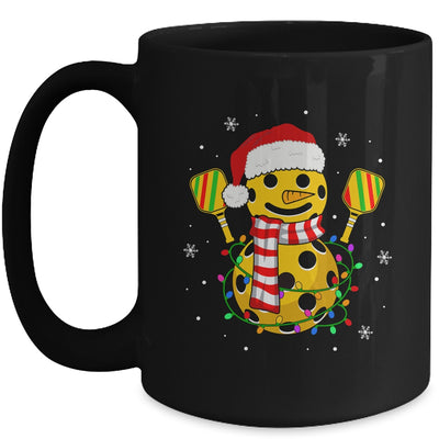 Pickleball Snowman Santa Hat Lights Christmas Pickleball Mug | teecentury