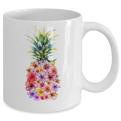 Pineapple Flowers Women Aloha Hawaii Vintage Hawaiian Floral Mug | teecentury