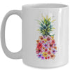 Pineapple Flowers Women Aloha Hawaii Vintage Hawaiian Floral Mug | teecentury