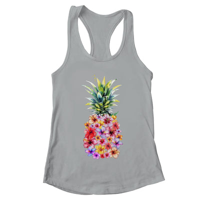 Pineapple Flowers Women Aloha Hawaii Vintage Hawaiian Floral Shirt & Tank Top | teecentury