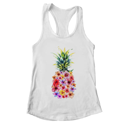 Pineapple Flowers Women Aloha Hawaii Vintage Hawaiian Floral Shirt & Tank Top | teecentury