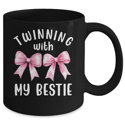 Pink Bow Twinning With My Bestie Twin Matching Twins Friends Mug | teecentury