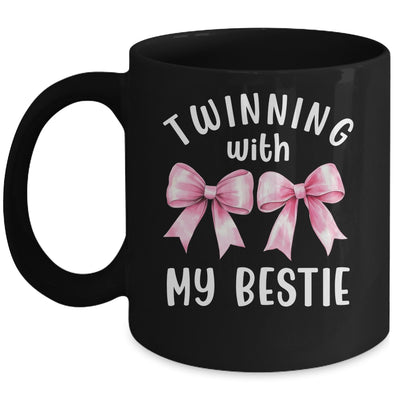 Pink Bow Twinning With My Bestie Twin Matching Twins Friends Mug | teecentury