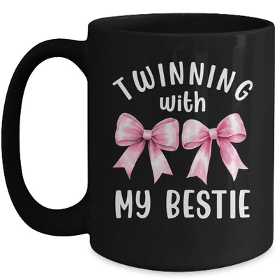 Pink Bow Twinning With My Bestie Twin Matching Twins Friends Mug | teecentury