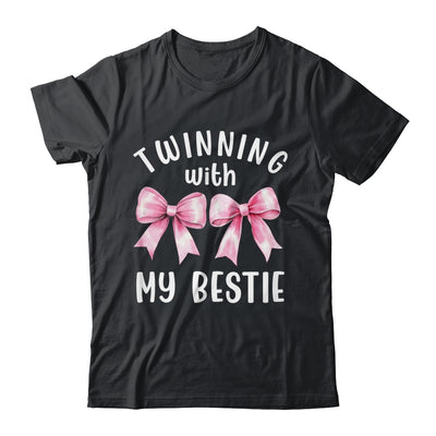 Pink Bow Twinning With My Bestie Twin Matching Twins Friends Shirt & Tank Top | teecentury
