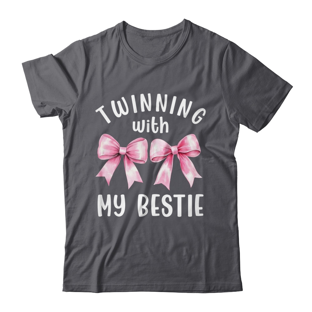 Pink Bow Twinning With My Bestie Twin Matching Twins Friends Shirt & Tank Top | teecentury