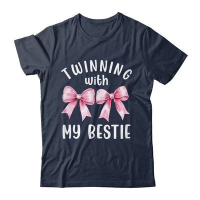 Pink Bow Twinning With My Bestie Twin Matching Twins Friends Shirt & Tank Top | teecentury