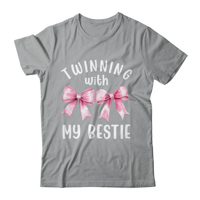 Pink Bow Twinning With My Bestie Twin Matching Twins Friends Shirt & Tank Top | teecentury