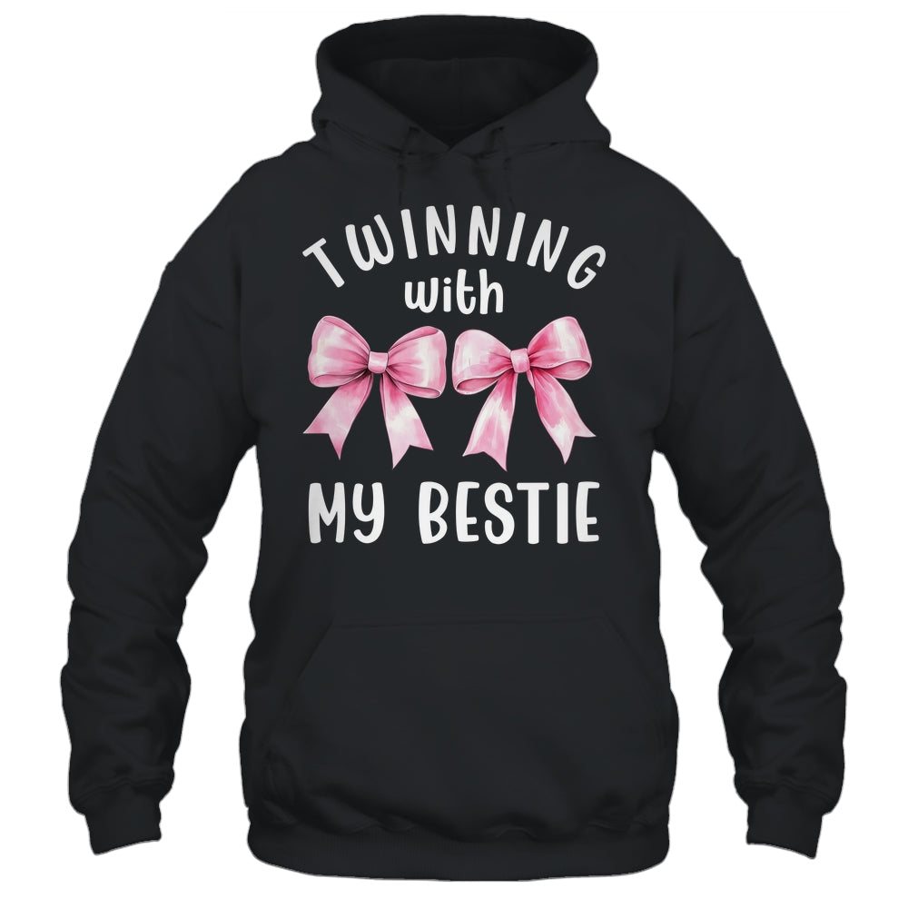 Pink Bow Twinning With My Bestie Twin Matching Twins Friends Shirt & Tank Top | teecentury