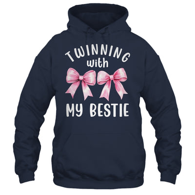Pink Bow Twinning With My Bestie Twin Matching Twins Friends Shirt & Tank Top | teecentury