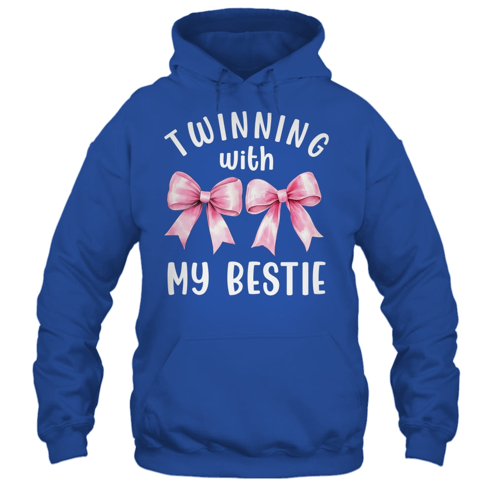 Pink Bow Twinning With My Bestie Twin Matching Twins Friends Shirt & Tank Top | teecentury