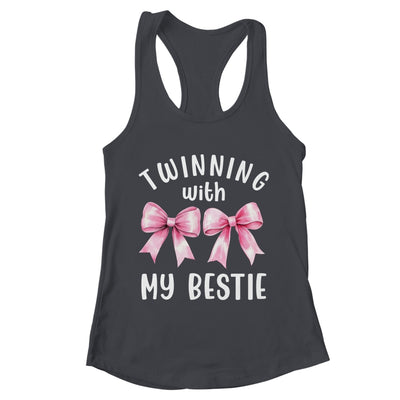Pink Bow Twinning With My Bestie Twin Matching Twins Friends Shirt & Tank Top | teecentury