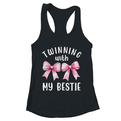 Pink Bow Twinning With My Bestie Twin Matching Twins Friends Shirt & Tank Top | teecentury