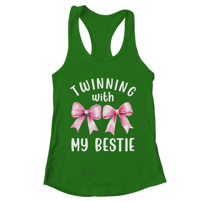 Pink Bow Twinning With My Bestie Twin Matching Twins Friends Shirt & Tank Top | teecentury