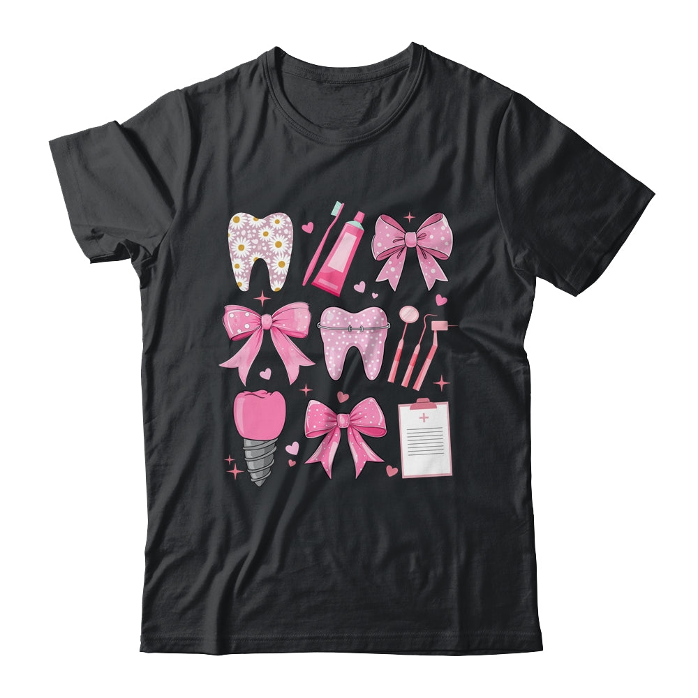 Pink Coquette Bow Cute Teeth Dentist Squad Dental Assistant Shirt & Hoodie | teecentury