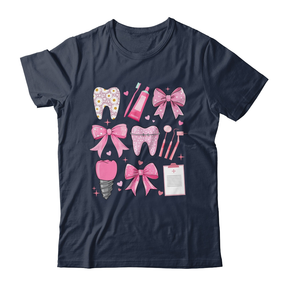 Pink Coquette Bow Cute Teeth Dentist Squad Dental Assistant Shirt & Hoodie | teecentury