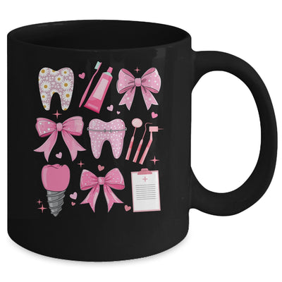 Pink Coquette Bow Cute Teeth Dentist Squad Dental Assistant Mug | teecentury