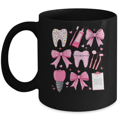 Pink Coquette Bow Cute Teeth Dentist Squad Dental Assistant Mug | teecentury