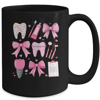 Pink Coquette Bow Cute Teeth Dentist Squad Dental Assistant Mug | teecentury
