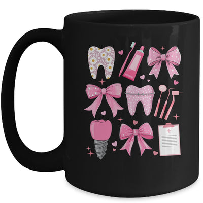 Pink Coquette Bow Cute Teeth Dentist Squad Dental Assistant Mug | teecentury