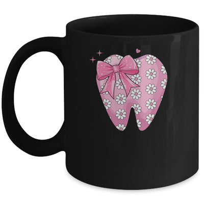 Pink Coquette Bow Dental Assistant Cute Teeth Dentist Squad Mug | teecentury
