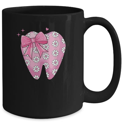 Pink Coquette Bow Dental Assistant Cute Teeth Dentist Squad Mug | teecentury