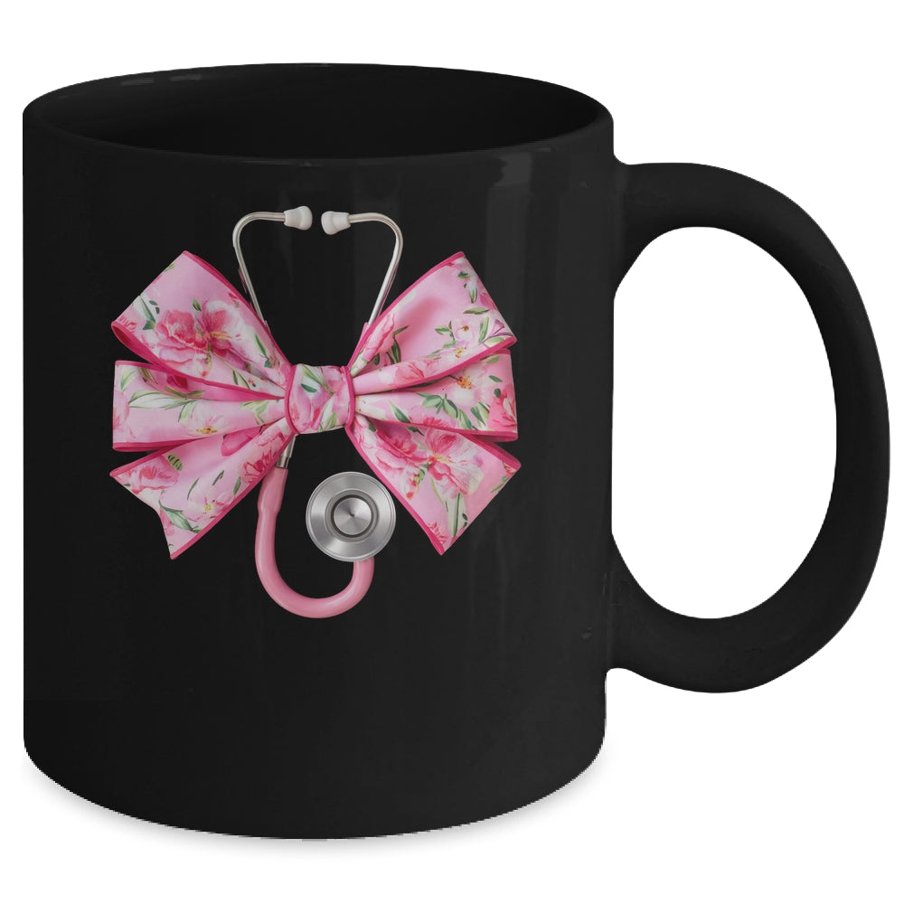 Pink Coquette Nurse Stethoscope Bow Nurse Appreciation Mug | teecentury