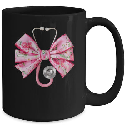 Pink Coquette Nurse Stethoscope Bow Nurse Appreciation Mug | teecentury