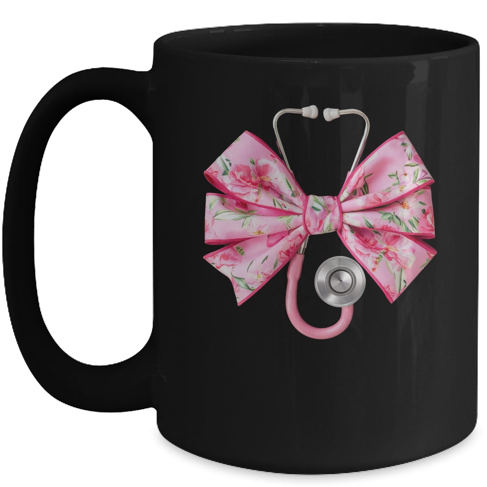 Pink Coquette Nurse Stethoscope Bow Nurse Appreciation Mug | teecentury