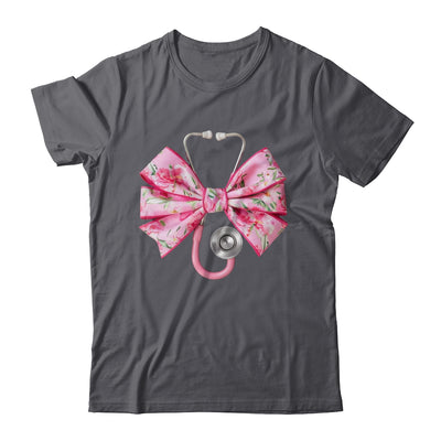 Pink Coquette Nurse Stethoscope Bow Nurse Appreciation Shirt & Tank Top | teecentury