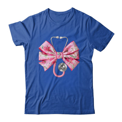 Pink Coquette Nurse Stethoscope Bow Nurse Appreciation Shirt & Tank Top | teecentury