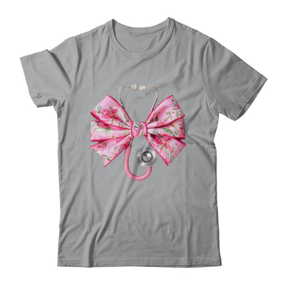 Pink Coquette Nurse Stethoscope Bow Nurse Appreciation Shirt & Tank Top | teecentury