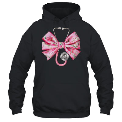 Pink Coquette Nurse Stethoscope Bow Nurse Appreciation Shirt & Tank Top | teecentury