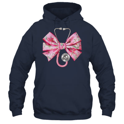 Pink Coquette Nurse Stethoscope Bow Nurse Appreciation Shirt & Tank Top | teecentury