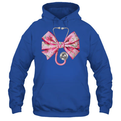 Pink Coquette Nurse Stethoscope Bow Nurse Appreciation Shirt & Tank Top | teecentury