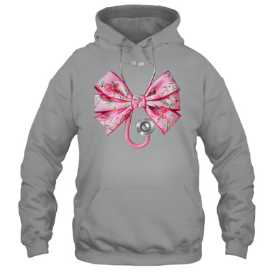 Pink Coquette Nurse Stethoscope Bow Nurse Appreciation Shirt & Tank Top | teecentury
