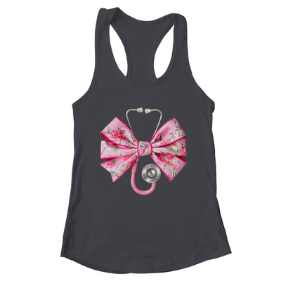 Pink Coquette Nurse Stethoscope Bow Nurse Appreciation Shirt & Tank Top | teecentury