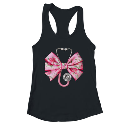 Pink Coquette Nurse Stethoscope Bow Nurse Appreciation Shirt & Tank Top | teecentury