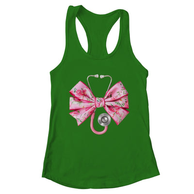 Pink Coquette Nurse Stethoscope Bow Nurse Appreciation Shirt & Tank Top | teecentury