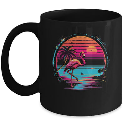 Pink Flamingo Beach Summer Vibes Palm Tree Tropical Summer Mug | teecentury