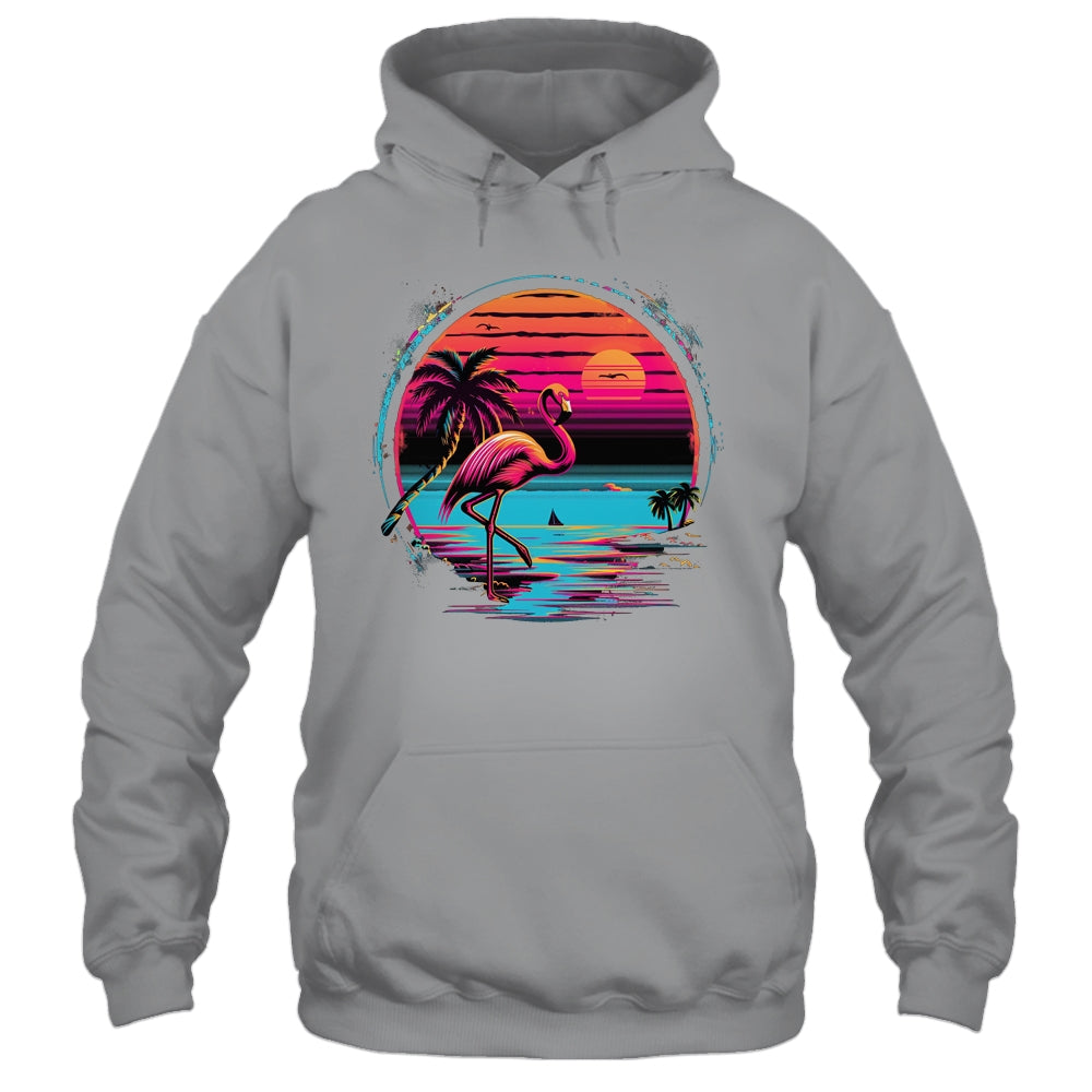 Pink Flamingo Beach Summer Vibes Palm Tree Tropical Summer Shirt & Tank Top | teecentury