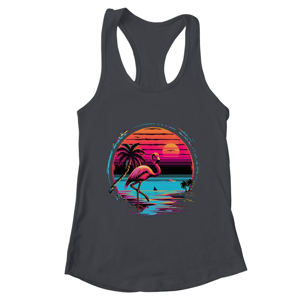 Pink Flamingo Beach Summer Vibes Palm Tree Tropical Summer Shirt & Tank Top | teecentury