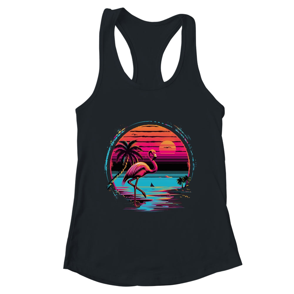 Pink Flamingo Beach Summer Vibes Palm Tree Tropical Summer Shirt & Tank Top | teecentury