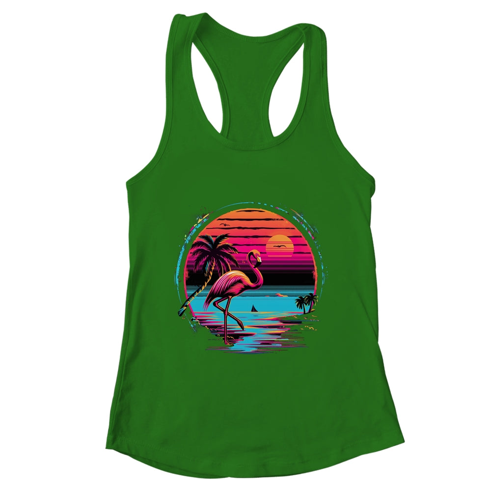 Pink Flamingo Beach Summer Vibes Palm Tree Tropical Summer Shirt & Tank Top | teecentury