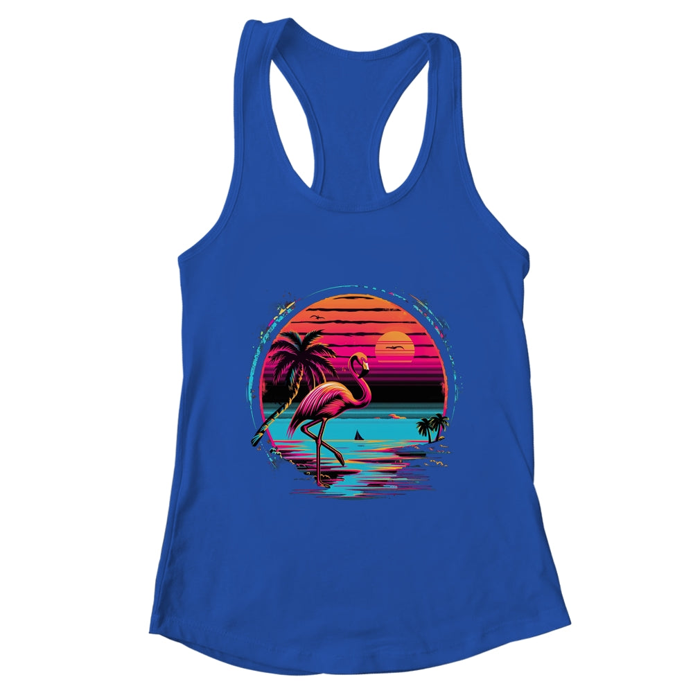 Pink Flamingo Beach Summer Vibes Palm Tree Tropical Summer Shirt & Tank Top | teecentury