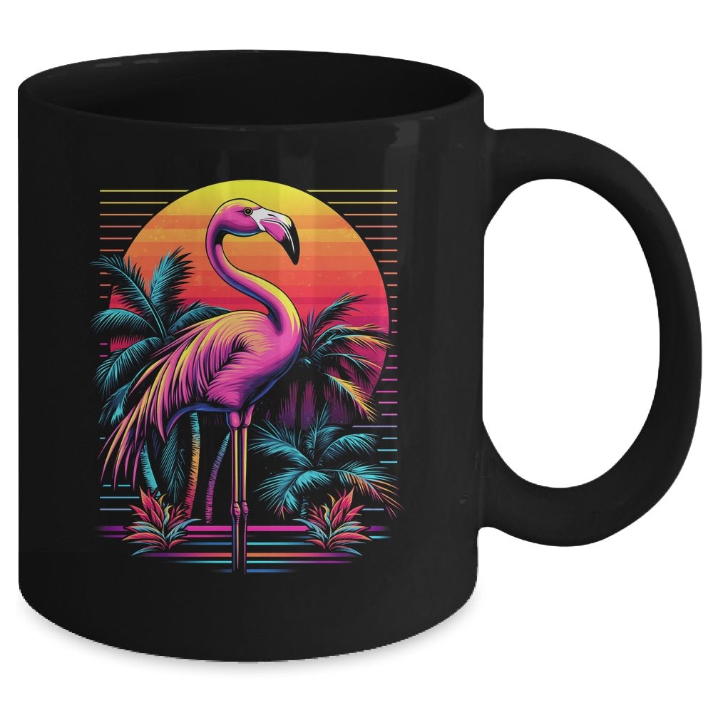 Pink Flamingo Beach Summer Vibes Tree Palm Tropical Summer Mug | teecentury