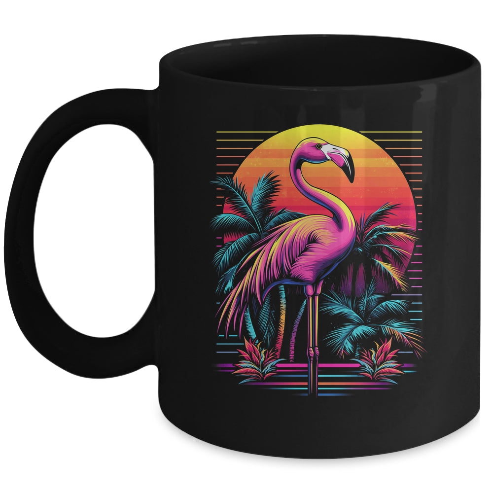 Pink Flamingo Beach Summer Vibes Tree Palm Tropical Summer Mug | teecentury